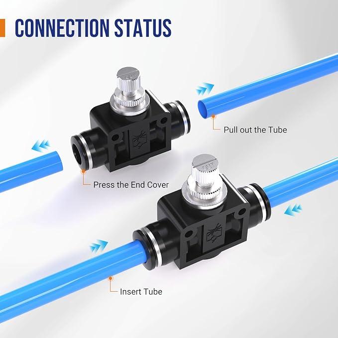 5/16 8mm Push To Connect Valve, Shut Off Air Flow Control Fittings | Pneumatic - Image 7