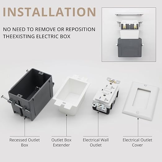 1-Gang BE1 Non-Metallic Electrical Power Outlet Box Extender, Outlet Box - Image 6