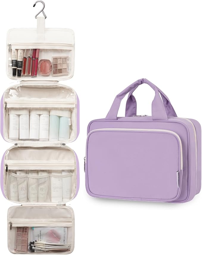 Narwey Travel Toiletry Bag for Women Large Hanging Makeup Bag Organizer - Image 4