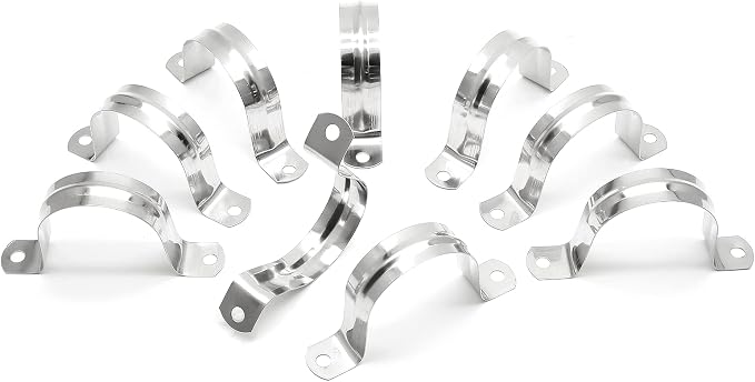 10Pcs 2-3/8 Inch Stainless Steel Conduit Clamps | Two Hole Strap, U Bracket - Image 2