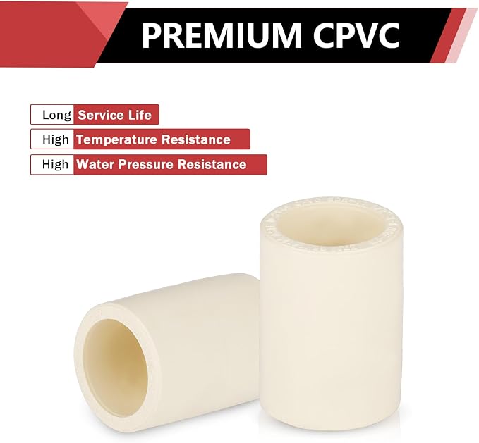 20 PCS EFIELD CPVC Coupling Adapter Fittings, 1/2" Slip x 1/2" Slip | Socket - Image 5