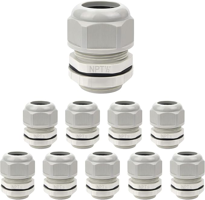 10 Pack NPT 1/2" Cable Glands Waterproof Adjustable 6-12mm Cable Connectors by LeMotech