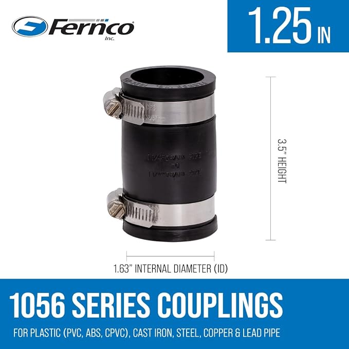 Fernco 1056-125 1-1/4-in. Flexible PVC Pipe Coupling - Image 3