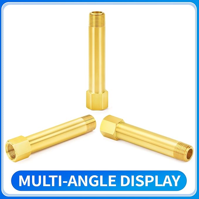 ChillWaves Brass Pipe Fitting, Long Nipple Pipe 1" NPT Male x 1" NPT Female - Image 3
