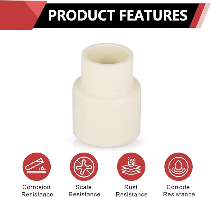 20 Pack EFIELD CPVC Coupling Adapter Fittings, 3/4" Slip x 1/2" Slip | Socket - Image 3