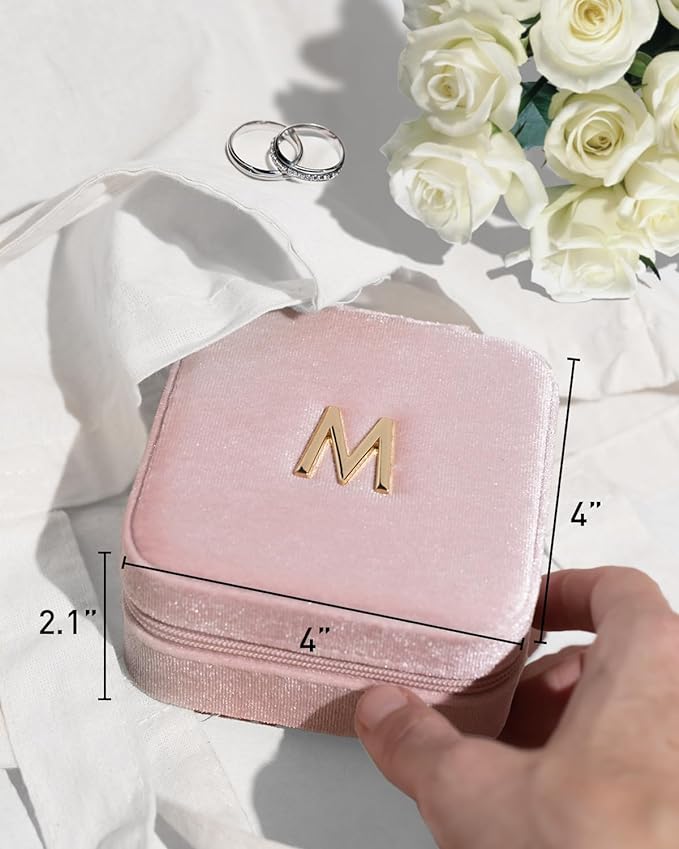 Vlando First Mothers day Gifts for New Mom, M Initial Travel Jewelry Case - Image 5