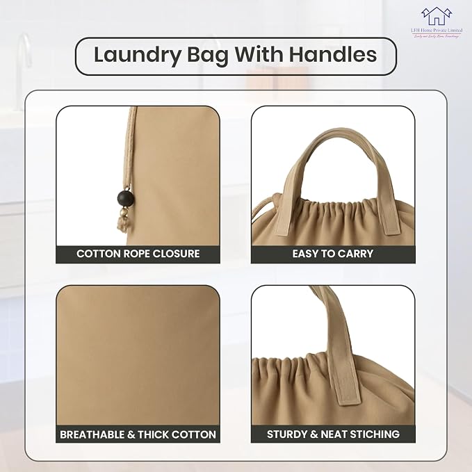 LFH Home Cotton Canvas Large Laundry Bag - Image 3