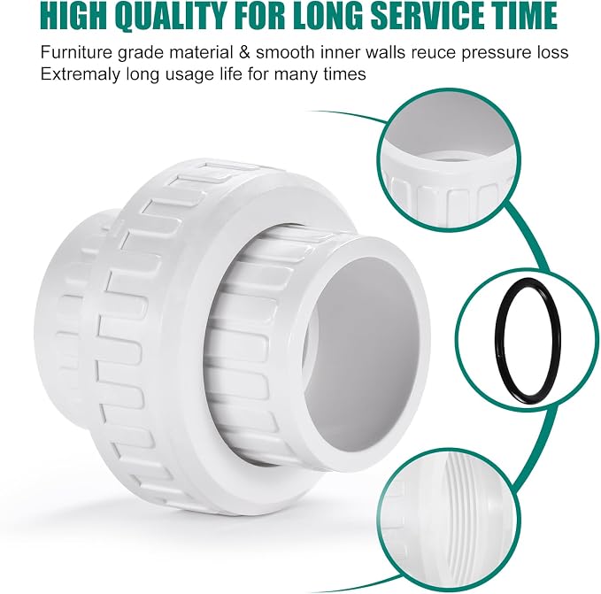 PVC Union Coupling Pipe Fitting, Slip Union Schedule 40, Built-in EPDM O-Ring - Image 5