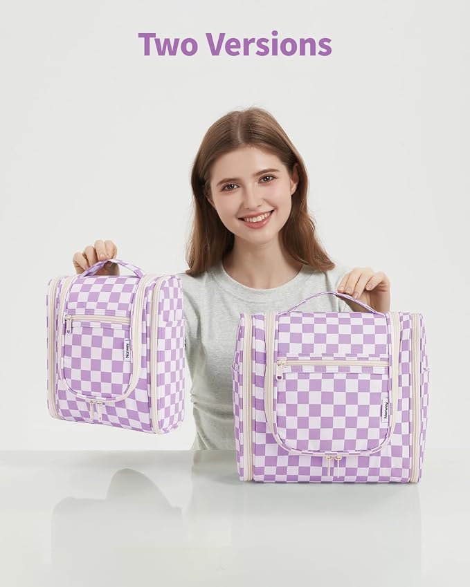Narwey Small Checkered Hanging Travel Toiletry Bag - Image 8