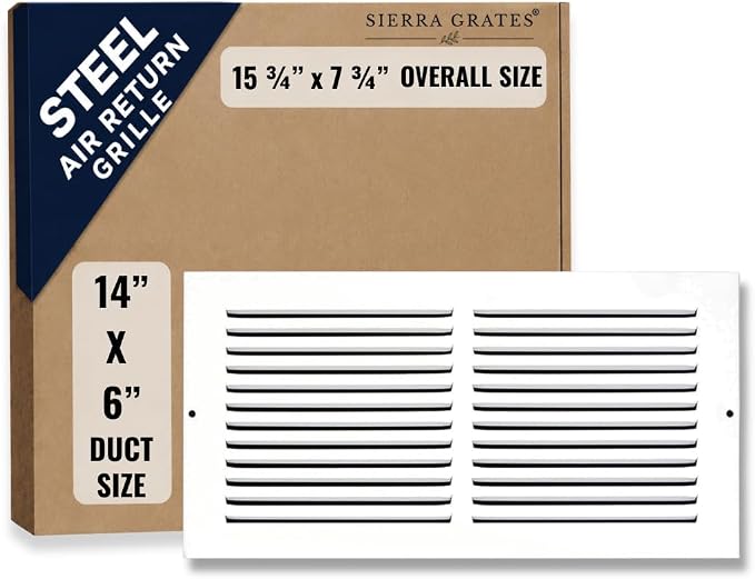 14 x 6 Inch Return Air Vent Cover, Solid Steel HVAC Grille by SierraGrates
