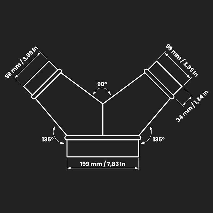 6" Inch to 4" inch Branches Y-Shape Ducting Splitter - Image 2
