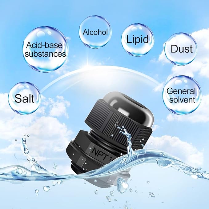 AIRIC 1/4" NPT Cable Glands Waterproof Connector Strain Relief Cord Grips | 20 - Image 5