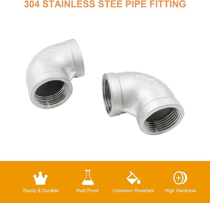 2Pcs 304 Stainless Steel 90 Degree Elbow Fittings, Cast Pipe Fittings, - Image 4