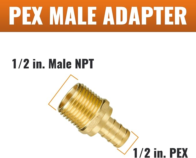 25-Pack 1/2" NPT to 1/2" PEX Male Adapter | Brass - Image 2