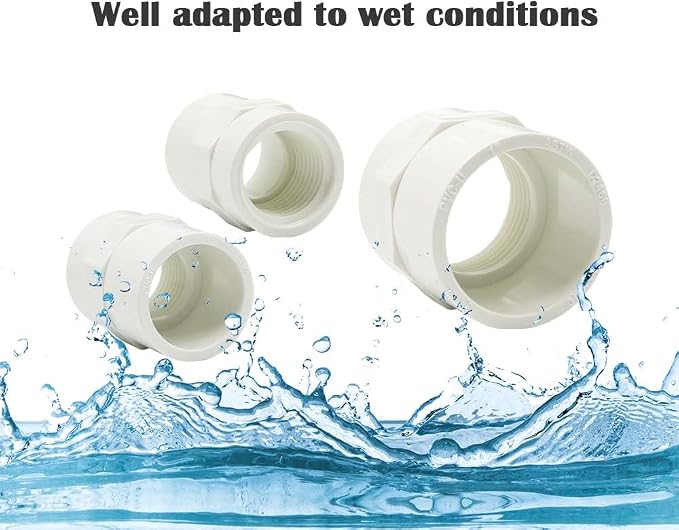 2PCS 1-1/2 Inch Female Thread White PVC Fittings 2-Way PVC Pipe Coupling - Image 4