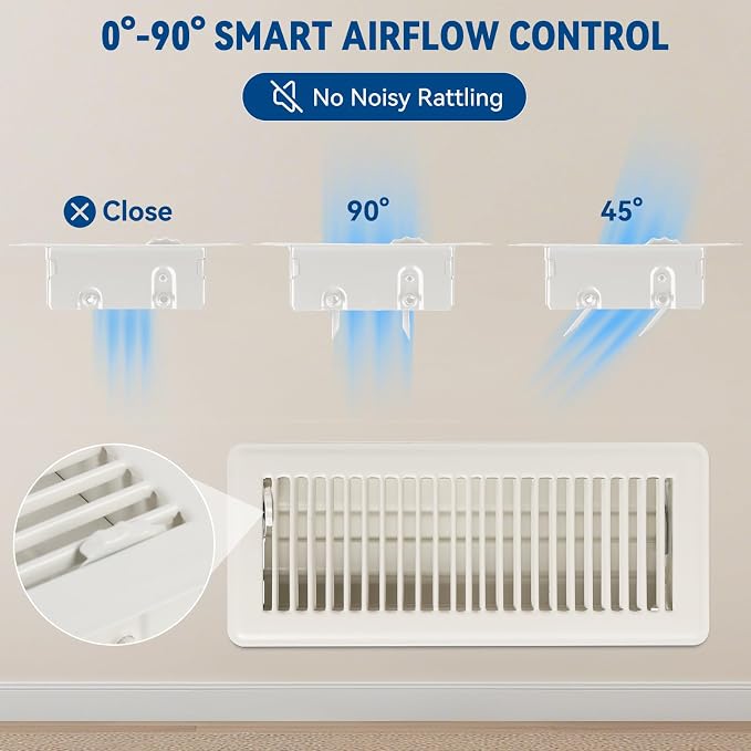 4" x 12" Floor Register Vent Covers 4-Pack, Cream White - Image 5