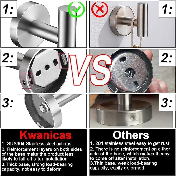 12 Pieces Brushed Nickel Bathroom Hardware Accessories Set Hand Towel Ring - Image 6