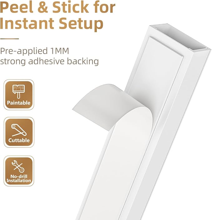 Delamu Cord Hider, Cord Covers for Wires on Wall, One-Cord Cable Hider - Image 5