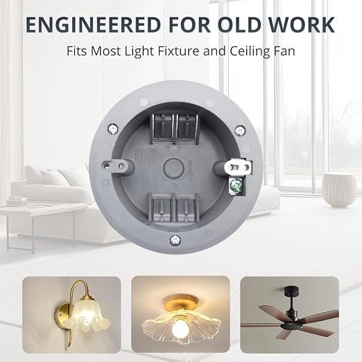 MAKERELE Gray Old Work Round Ceiling Electrical Box, 1 Gang | Ceiling Light Box - Image 2