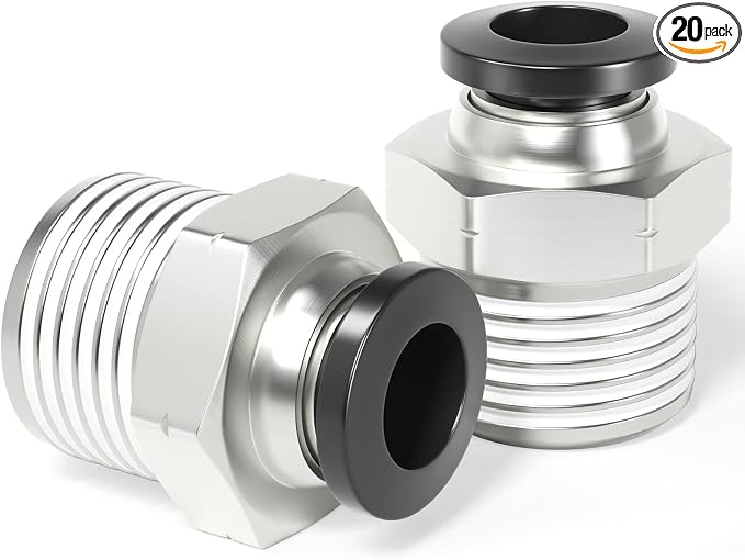 TAILONZ 1/4" Tube OD x 1/2" NPT Male Straight Push to Connect Fitting 20pcs | by TAILONZPNEUMATIC