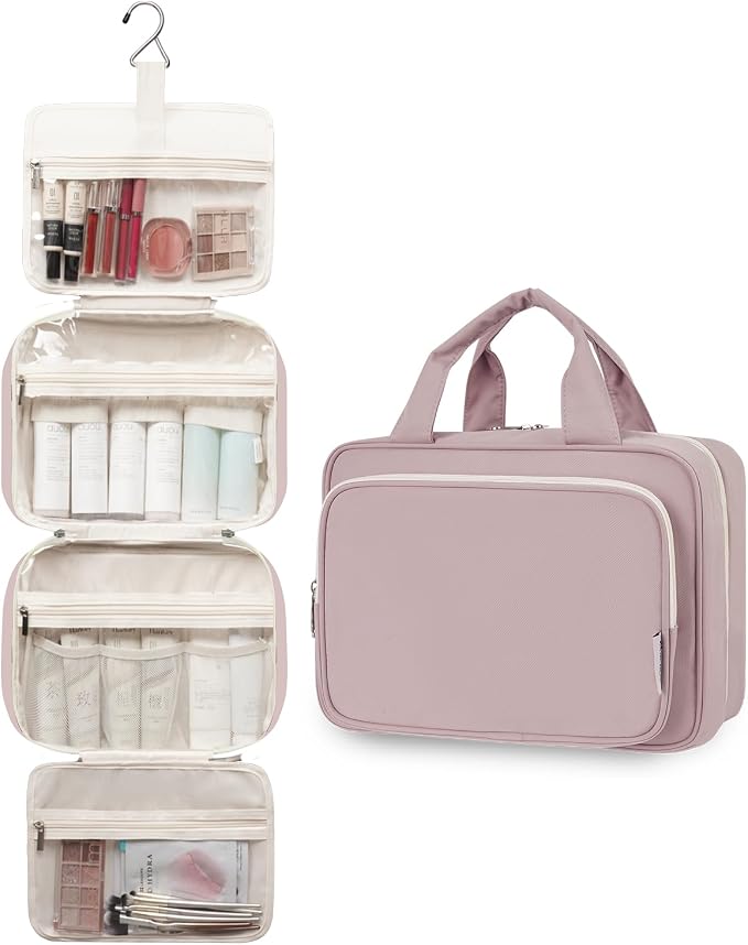 Narwey Travel Toiletry Bag for Women Large Hanging Makeup Bag Organizer - Image 4