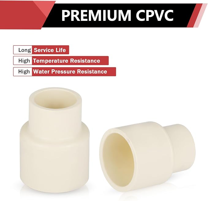 100 Pack EFIELD CPVC Coupling Adapter Fittings, 3/4" Slip x 1/2" Slip | Socket - Image 5