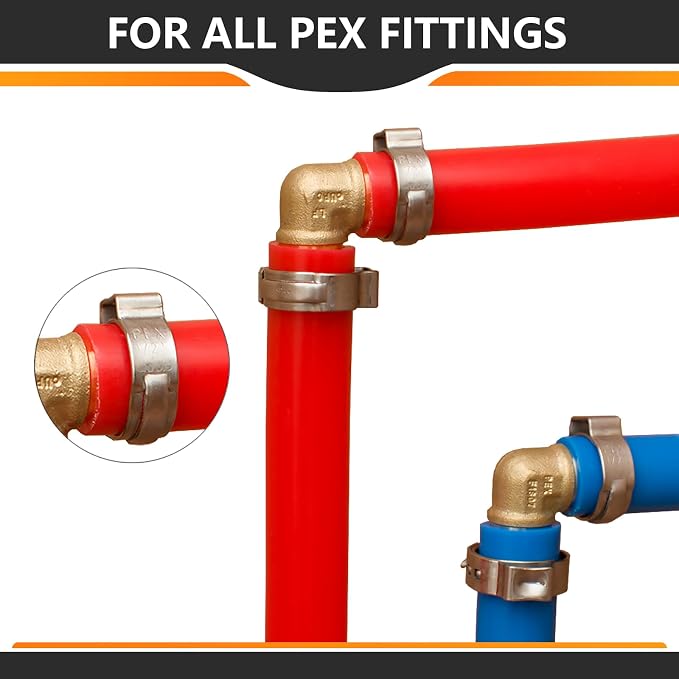 200PC HeSun 1/2" PEX Crimp Ring, Pex Cinch Clamp Ring | Premium 304 Stainless - Image 6