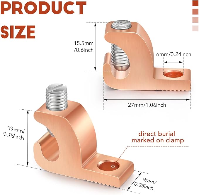 Landhoow 20 Pack Lay-in Lugs, Copper Pool Bonding Connectors, 4-14 AWG | - Image 2