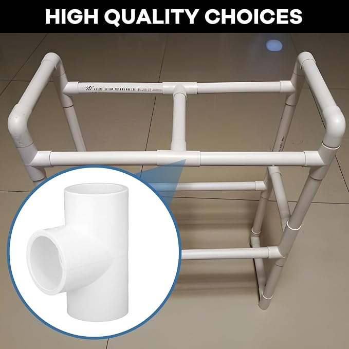 16-Packs 1 inch Tee PVC Fitting 3 Way Furniture Grade Pipe Elbow Connector - Image 7