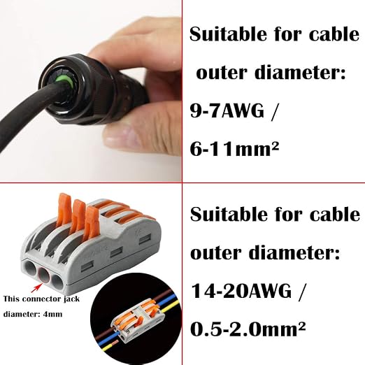 CESFONJER 1Pcs IP68 Waterproof Junction Box 2/3 Way Line M25 Extension - Image 5