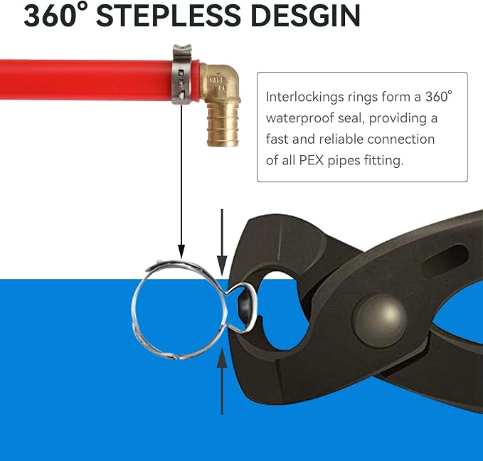 200 Pack 3/4 Inch Pex Cinch Clamp Rings, Premium 304 Stainless Steel PEX Crimp - Image 4