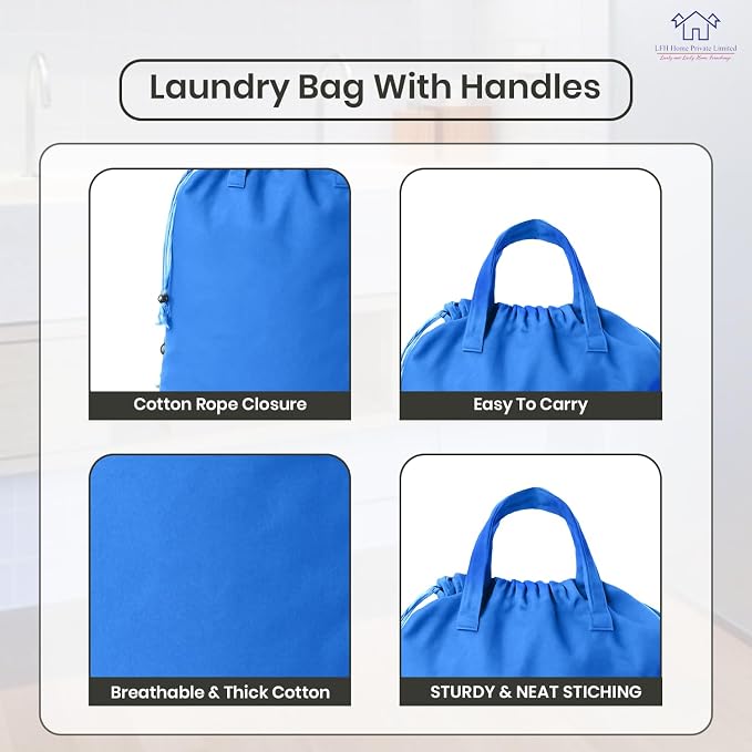 LFH Home Cotton Canvas Large Laundry Bag - Image 6