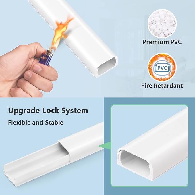 ZhiYo 73" Cord Covers for Wires on Wall, 0.95" W x 0.47" | Fits 2-3 Cords - Image 5