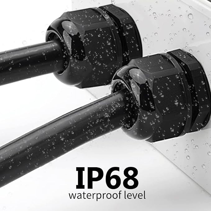 20-Pack NPT Cable Gland Kit, IP68 Waterproof Nylon PA66 Strain Relief Cord Grips - Image 6