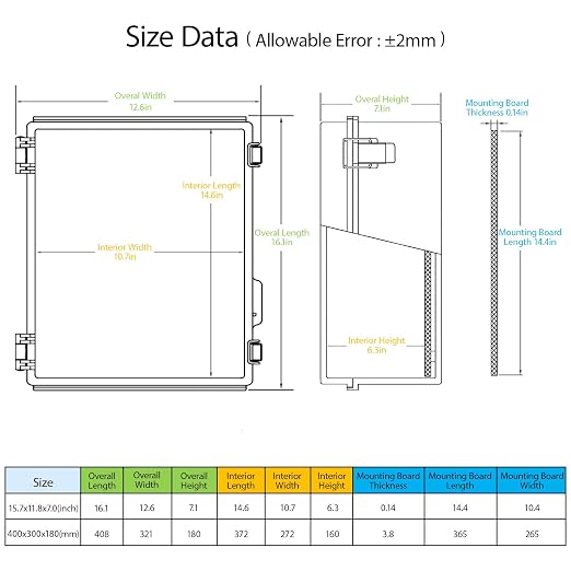 Electrical Box, IP67 Waterproof Hinged Cover Stainless Steel Latch Junction Box - Image 2