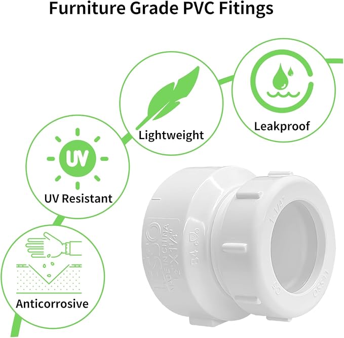 LESSO 2pack 1-1/2" Hub x 1-1/4" Slip PVC P-Trap Adapter fot kitchen sink drain - Image 3