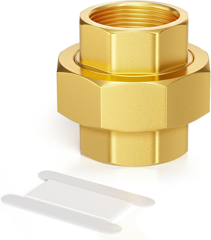 GASHER 1"FNPT Brass Union Pipe Fitting | 1 InchNPT Female x 1 InchNPT Female by GASHER