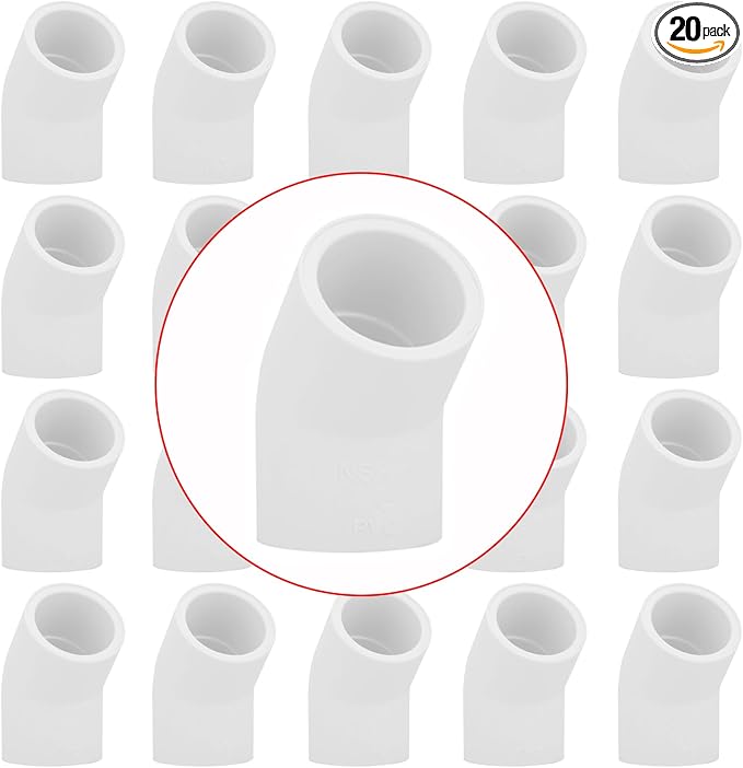 20Pack 1/2" 45 Degree PVC Elbow Pipe Fitting Connector Furniture Build Grade by Lswteiz