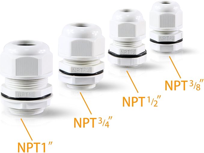 XHF 5 Pcs 3/4" IP68 Strain Relief Nylon Cord Grip Waterproof NPT Cable Glands - Image 7