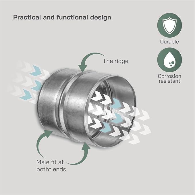 Vent Systems 4'' Inch Galvanized Steel Duct Connector - Image 4