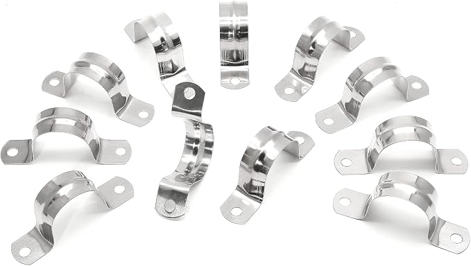 16Pcs 1-9/16 Inch Stainless Steel Conduit Clamps | Two Hole Strap, U Bracket - Image 2