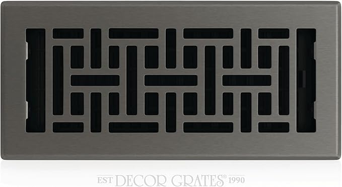 Decor Grates Oriental Floor Register Air Vent Cover 4x10 Gun Metal by DecorGrates