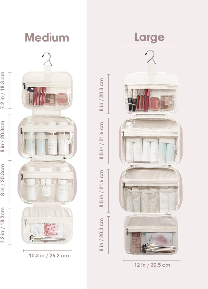 Narwey Travel Toiletry Bag for Women Large Hanging Makeup Bag Organizer - Image 3