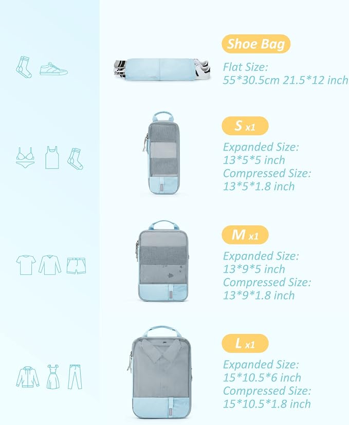 BAGSMART 6 Set /4 Set/2 Set Compression Packing Cubes - Image 2