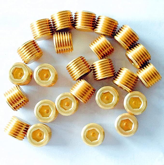 1/8" NPT Plug Brass Pipe Fitting, Counter sunk Thread Internal Hex Head Style - Image 5
