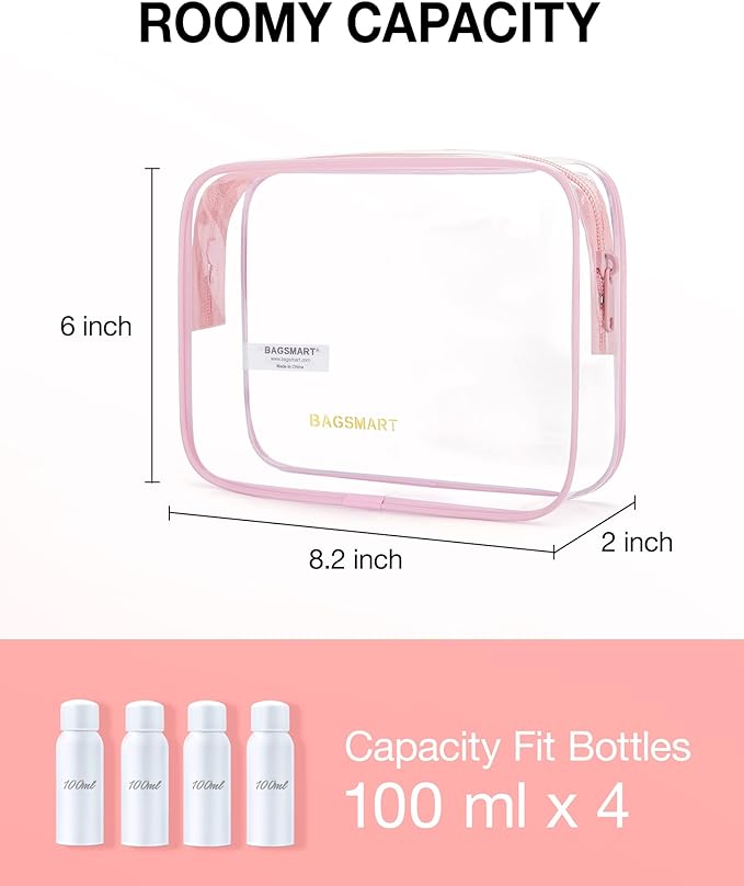 BAGSMART Clear Toiletry Bag, 3 Pack TSA Approved Travel Toiletry bag Carry on - Image 2