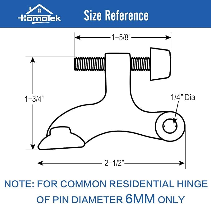 HOMOTEK 36 Pack Hinge Pin White Door Stopper, Adjustable Deluxe Heavy Duty Door - Image 3