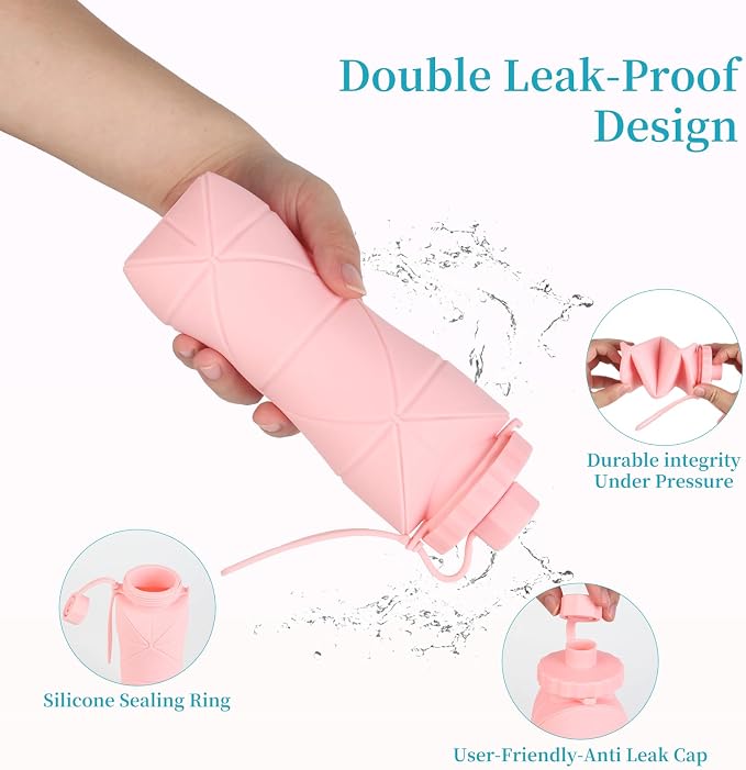 Silicone Collapsible Water Bottles, Lightweight Reusable Leakproof - Image 4
