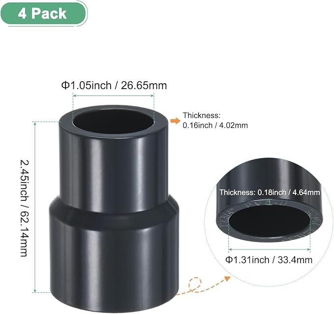 M METERXITY 4-Pack UPVC Reducer Pipe Fitting - Image 3