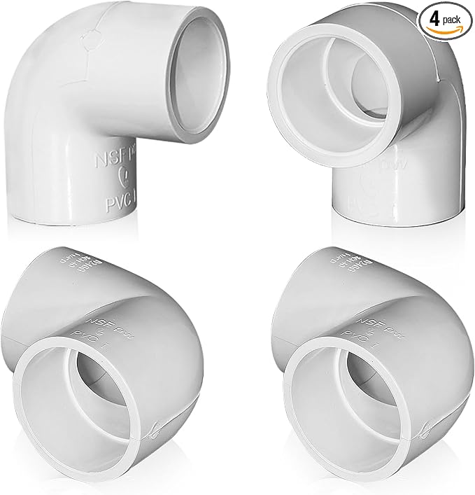 4PCS 2'' PVC 90 Degree Elbow, 2 Way Right Angle PVC Pipe Adapter Fittings by Boltigen